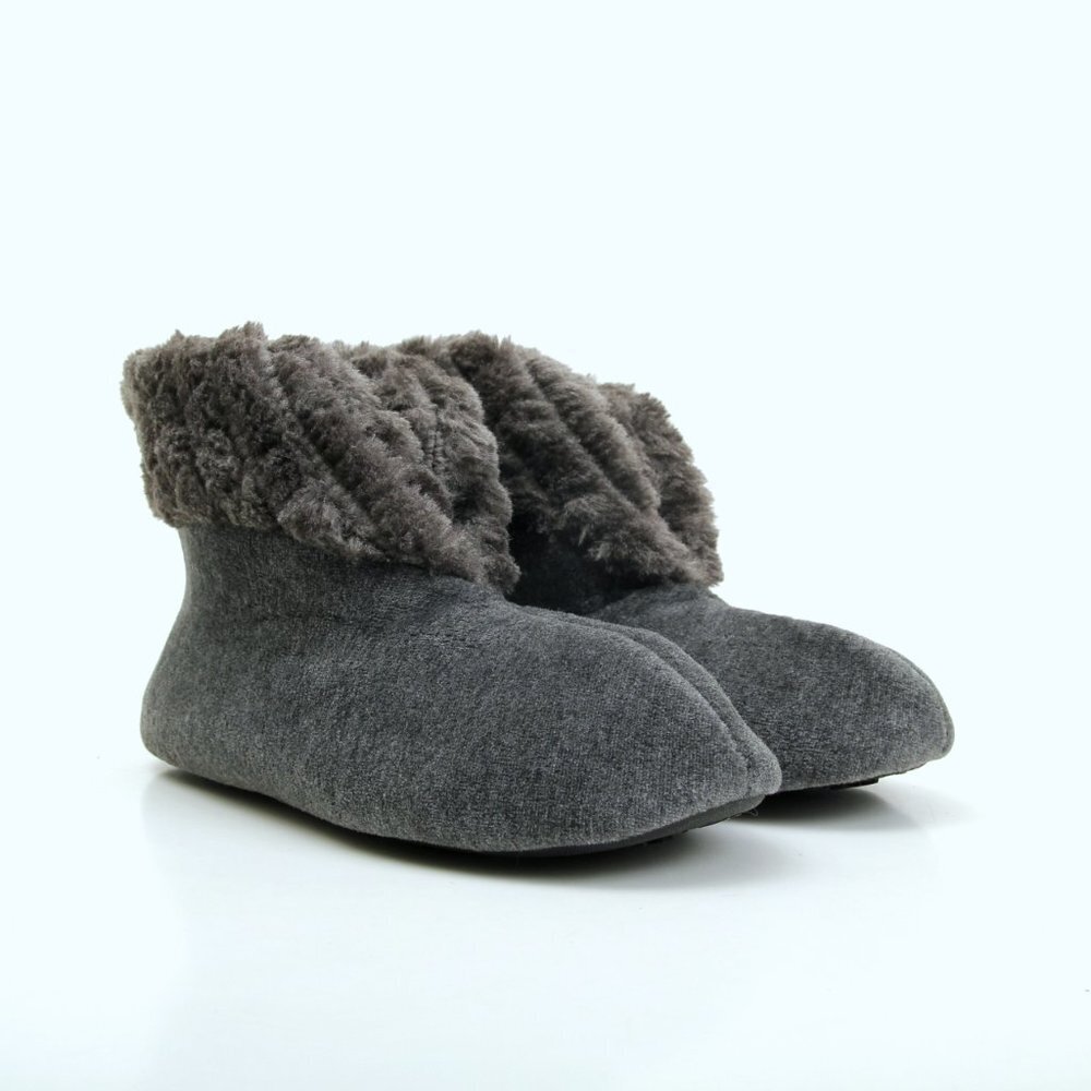 NWOT Dearfoams Fur Slippers in Gray Women Size‎ 6
